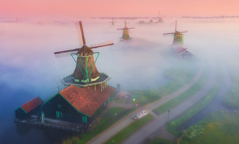 Photo of Bộ ảnh thơ mộng về khung cảnh cối xay gió tại Hà Lan