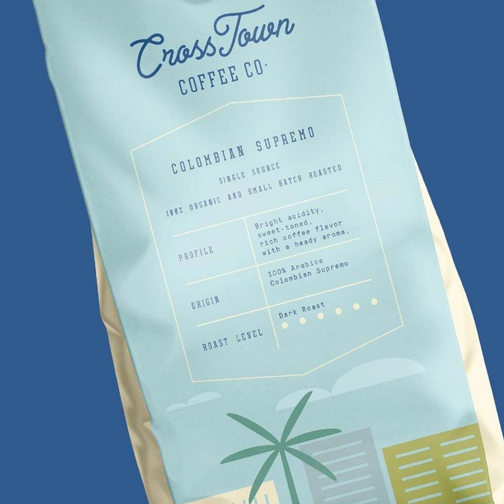 Xu hướng thiết kế bao bì 2020 ví dụ: Bao bì Cross Town Coffee Co.