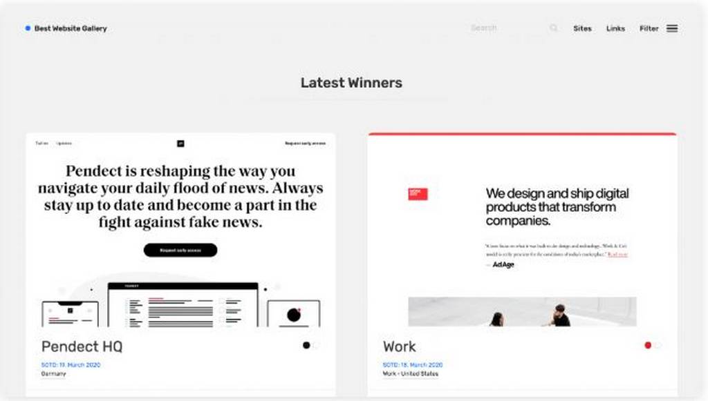 Best Website Gallery để tìm ý tưởng thiết kế web